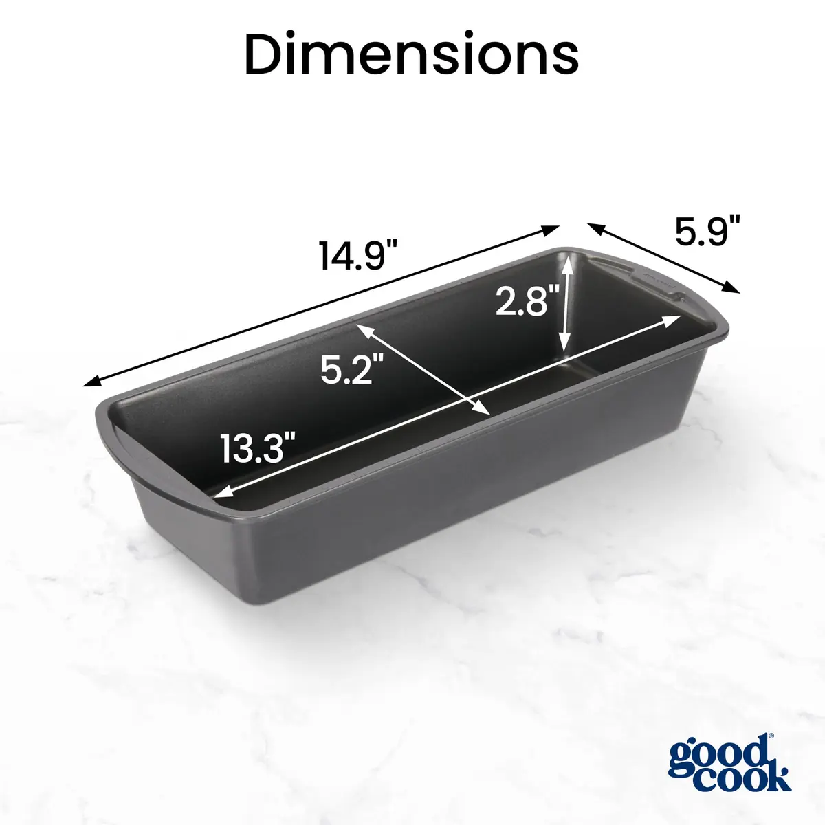 GoodCook Extra-Large Nonstick Loaf Pan 33cm x 12.7cm (13" x 5") | Heavy-Duty Steel Bakeware for Breads, Cakes & Meatloaf - view 2