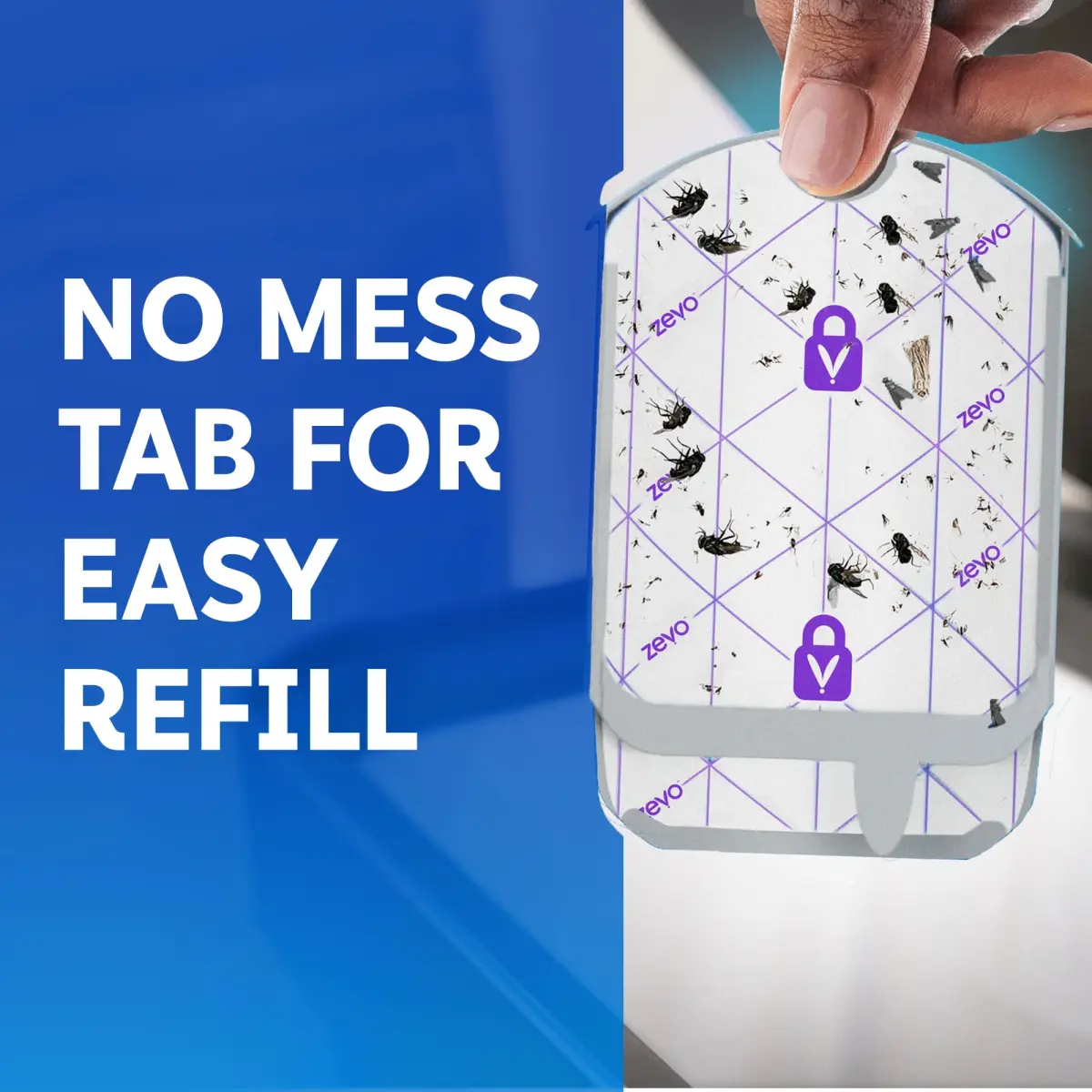 ZEVO Flying Insect Trap Refill Cartridges 4 Count | Odorless & Mess-Free Trap+Lock Technology for Fruit Flies & Gnats - view 8