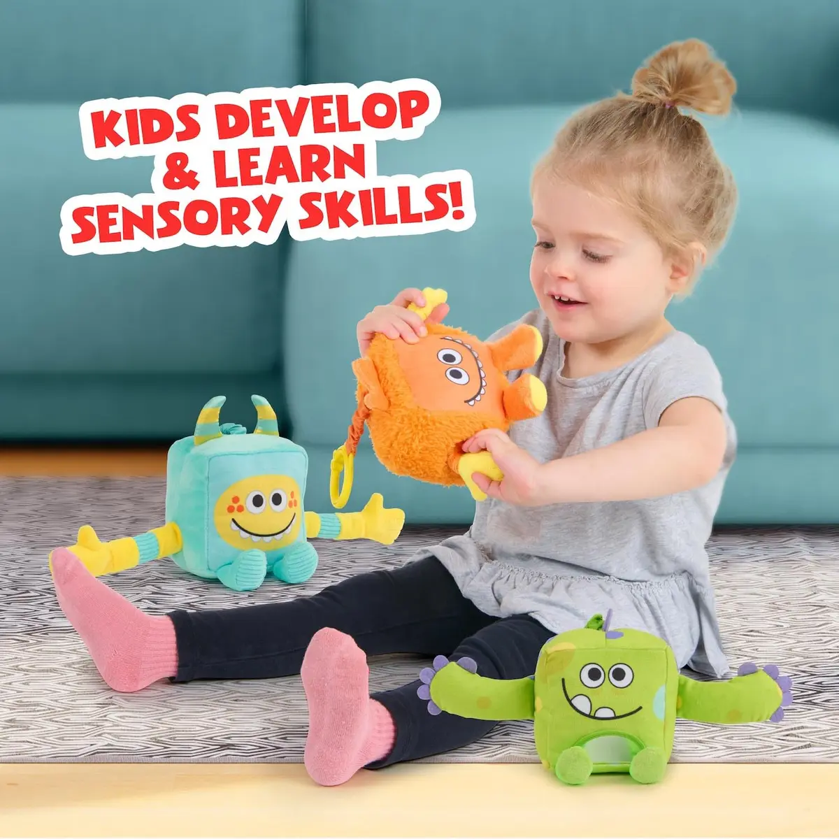 WowWee Super Simple Sensory Plush Monsters Hugo (Green) | 5+ Sensory Features for Early Development - view 2
