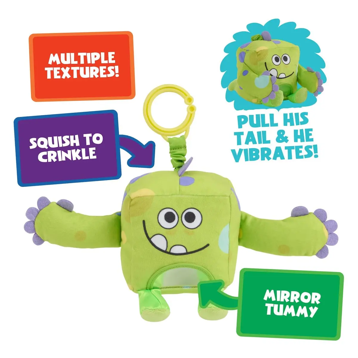 WowWee Super Simple Sensory Plush Monsters Hugo (Green) | 5+ Sensory Features for Early Development - view 3
