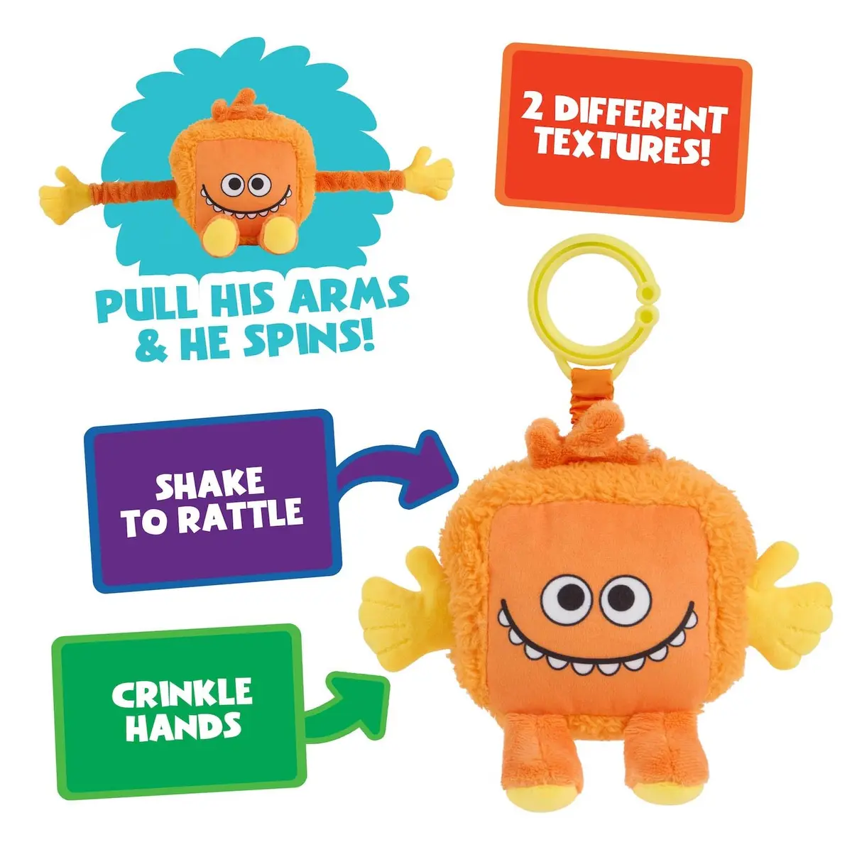 WowWee Super Simple Sensory Plush Monsters Dewey (Orange) | 5+ Sensory Features for Ages 0+ - view 3