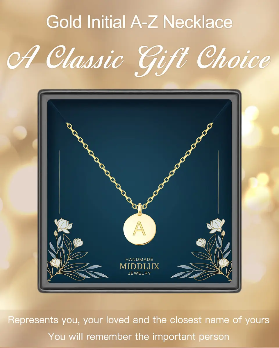 MIDDLUX Gold Letter Necklace 16 + 2" | Personalized Initial Jewelry for Women - view 7