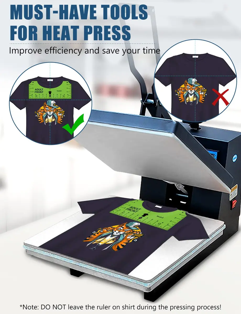 Vowlove T-Shirt Placement Guide for Cricut Heat Press and Vinyl Transfers | Reusable PVC Ruler for Shirt Making - view 6