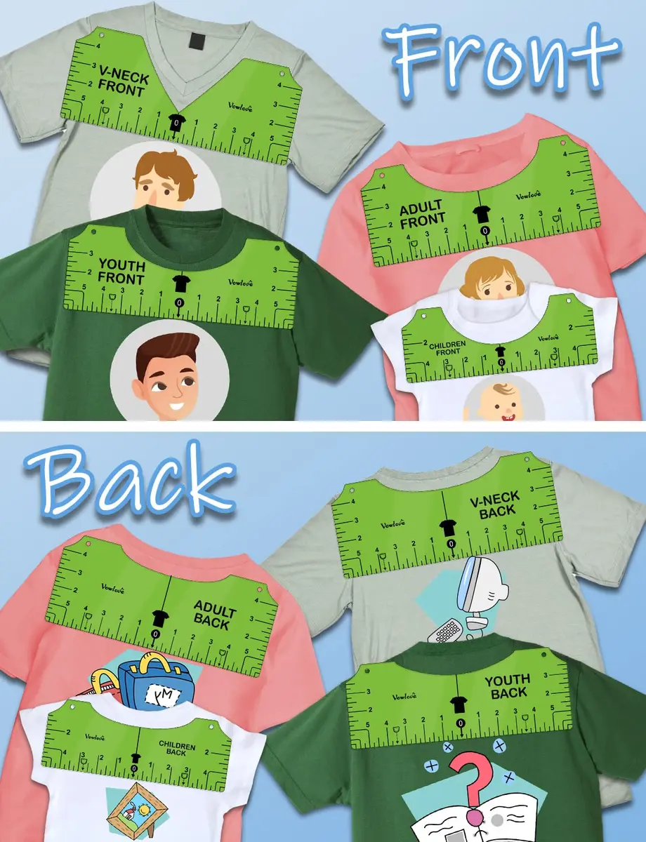 Vowlove T-Shirt Placement Guide for Cricut Heat Press and Vinyl Transfers | Reusable PVC Ruler for Shirt Making - view 3