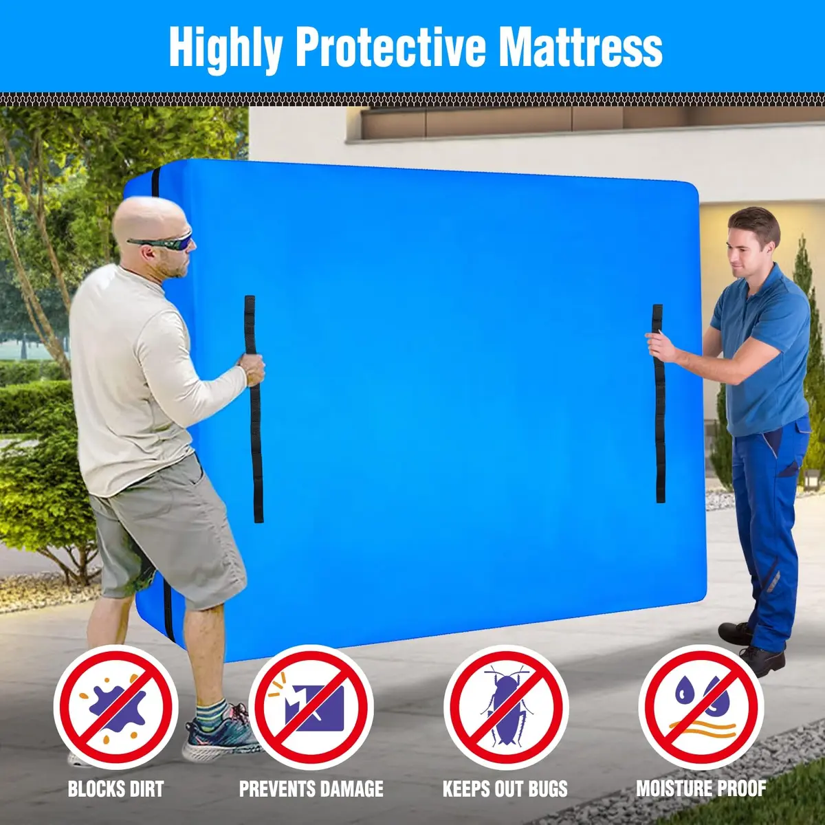 MorTime Twin Mattress Moving Bag with 8 Handles & Zipper | Heavy Duty Waterproof Storage Cover - view 7