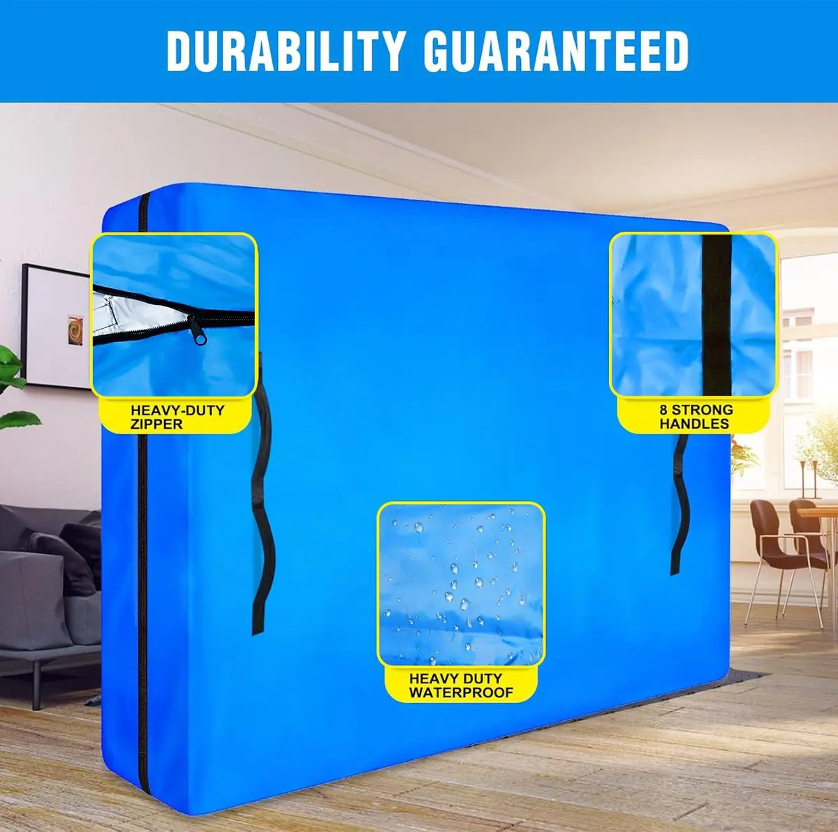 MorTime Twin Mattress Moving Bag with 8 Handles & Zipper | Heavy Duty Waterproof Storage Cover - view 3