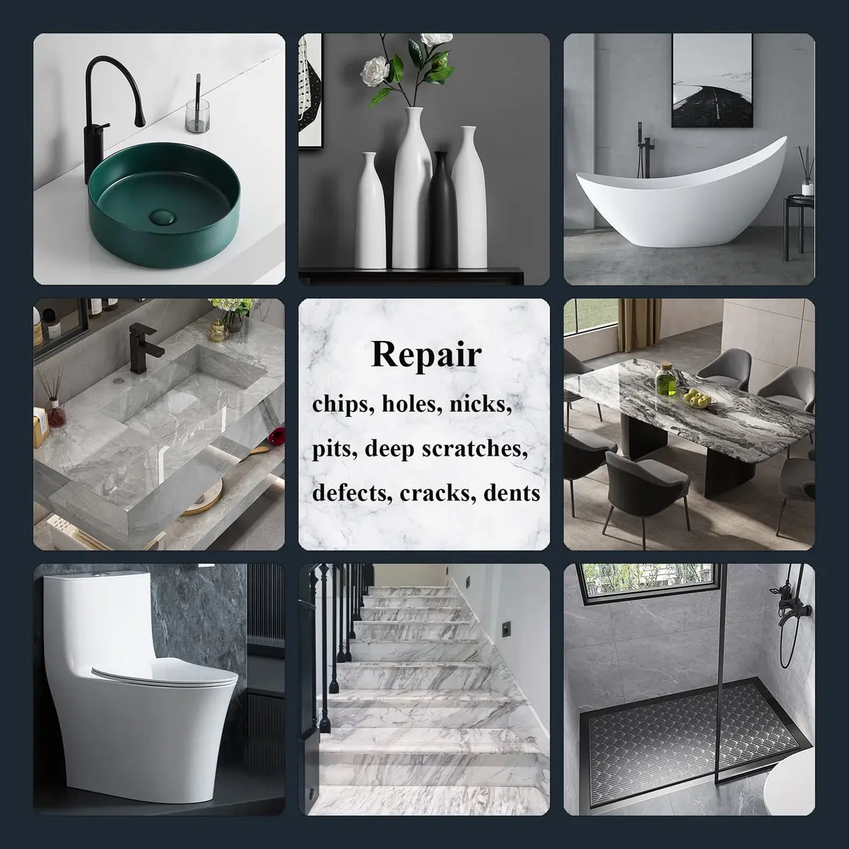 Hupeyna Tub, Tile & Shower Repair Kit (Color Match) | Porcelain & Fiberglass Restoration (100-120c) - view 5