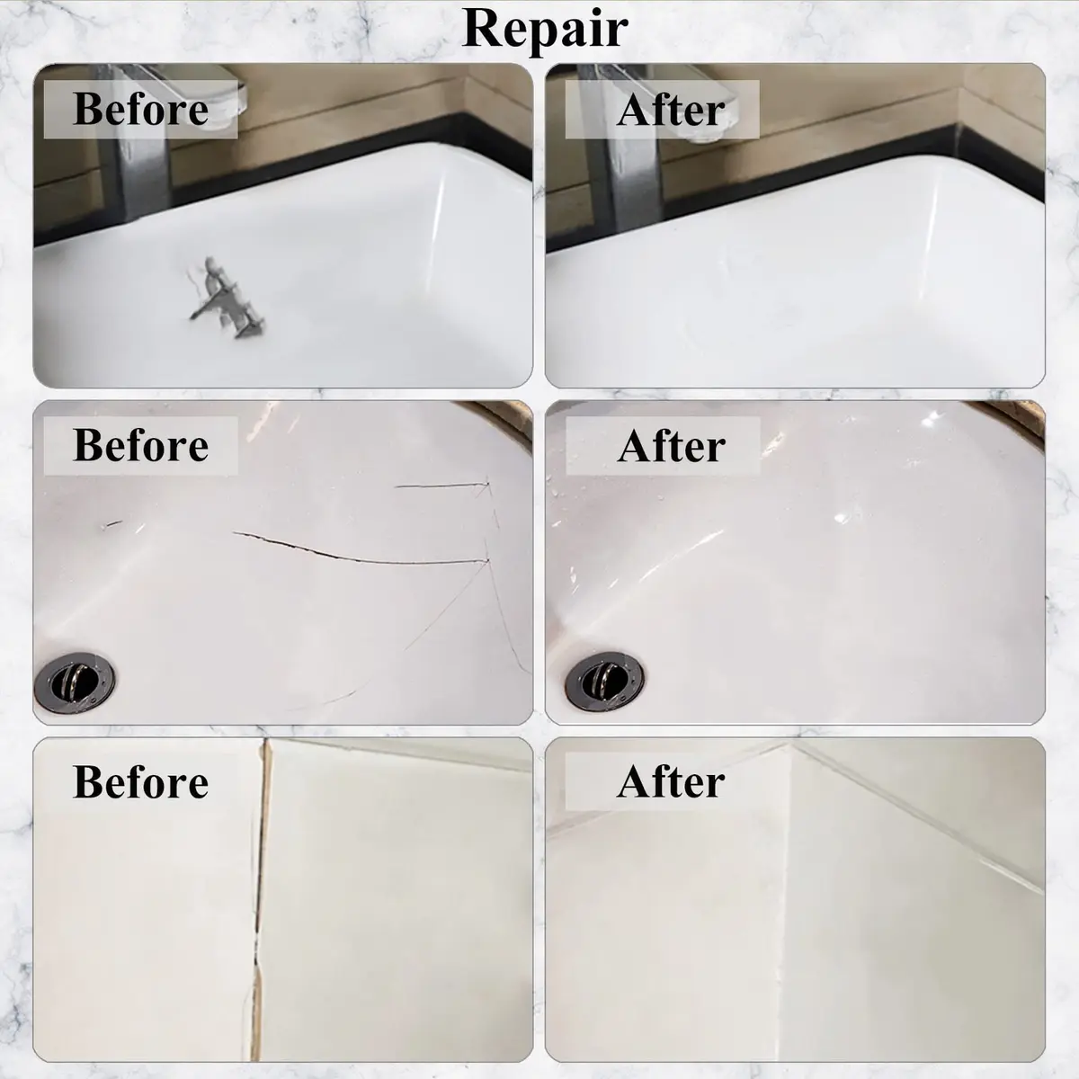 Hupeyna Tub, Tile & Shower Repair Kit (Color Match) | Porcelain & Fiberglass Restoration (100-120c) - view 6