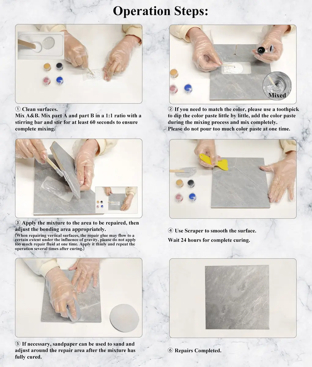 Hupeyna Tub, Tile & Shower Repair Kit (Color Match) | Porcelain & Fiberglass Restoration (100-120c) - view 3