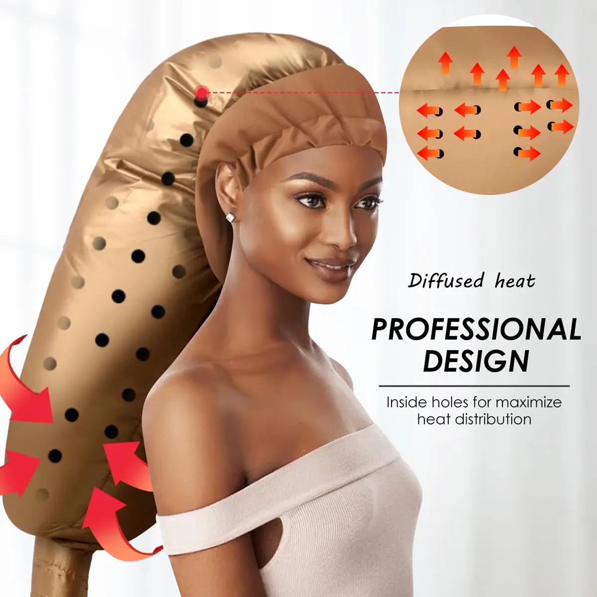 TEPENAR Hair Dryer Bonnet Attachment Extra Large Hood Adjustable for Natural Curly Hair | Fast Drying - view 4