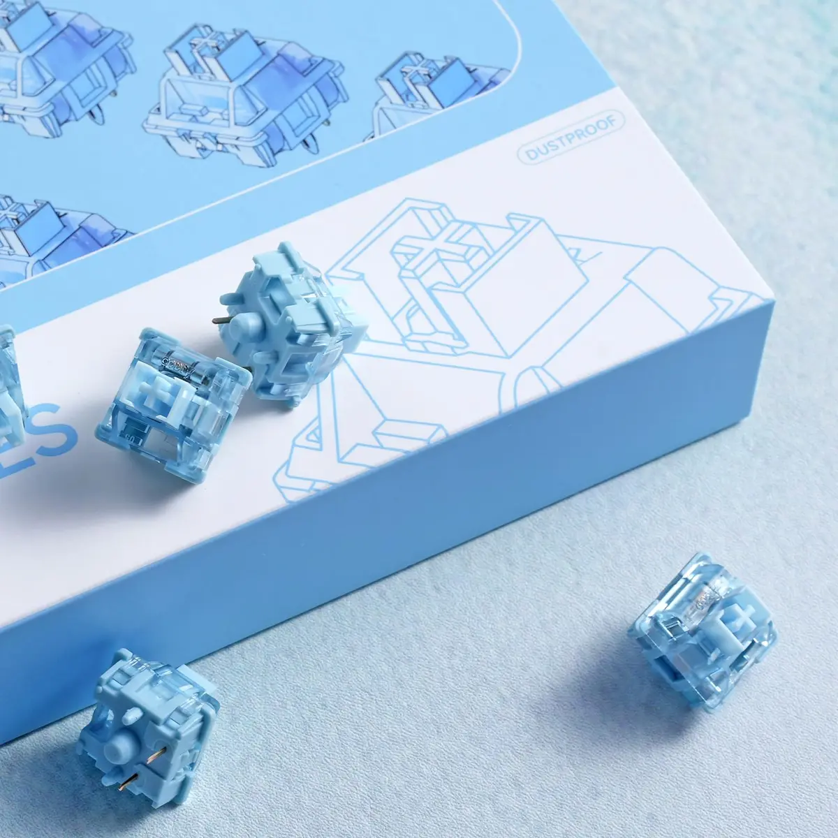 Akko V3 Creamy Blue Pro Tactile Keyboard Switches (45pcs) | 5-Pin Dustproof Stem, Pre-Lubed, 45gf - view 4