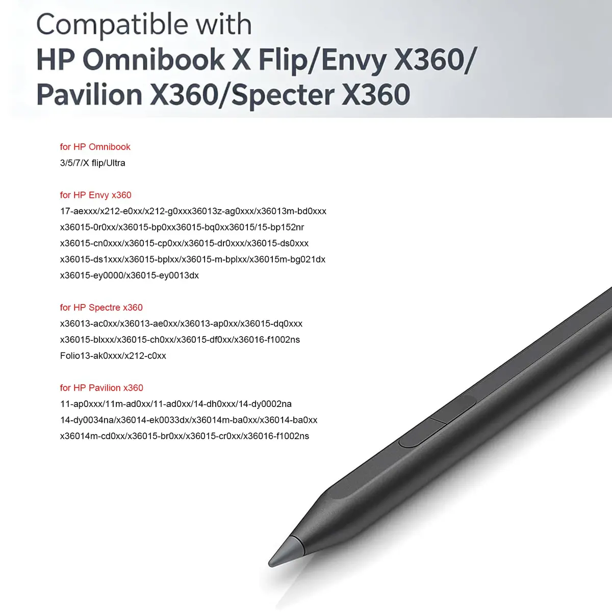 CaoXiong MPP 2.0 Tilt Pen Compatible with HP Rechargeable, Black | Precise, Seamless Touchscreen Writing (70-120c) - view 2