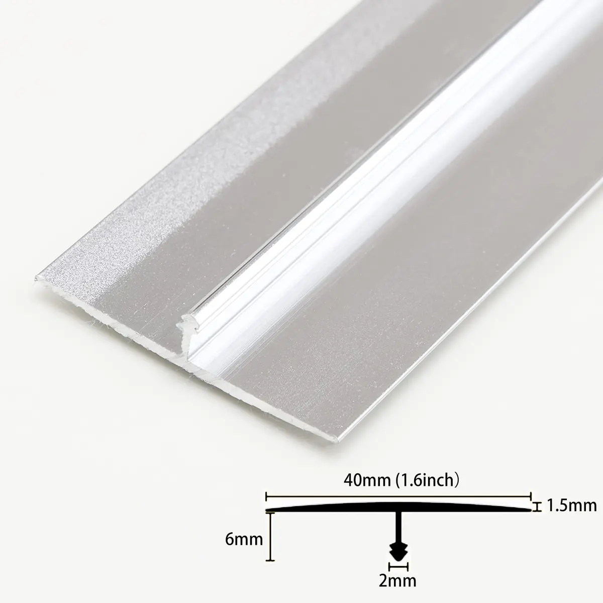 Trimold Aluminum T Molding Floor Transition Strip 2.9Ft Matte Silver | Seamless Floor Gap Bridging - view 2