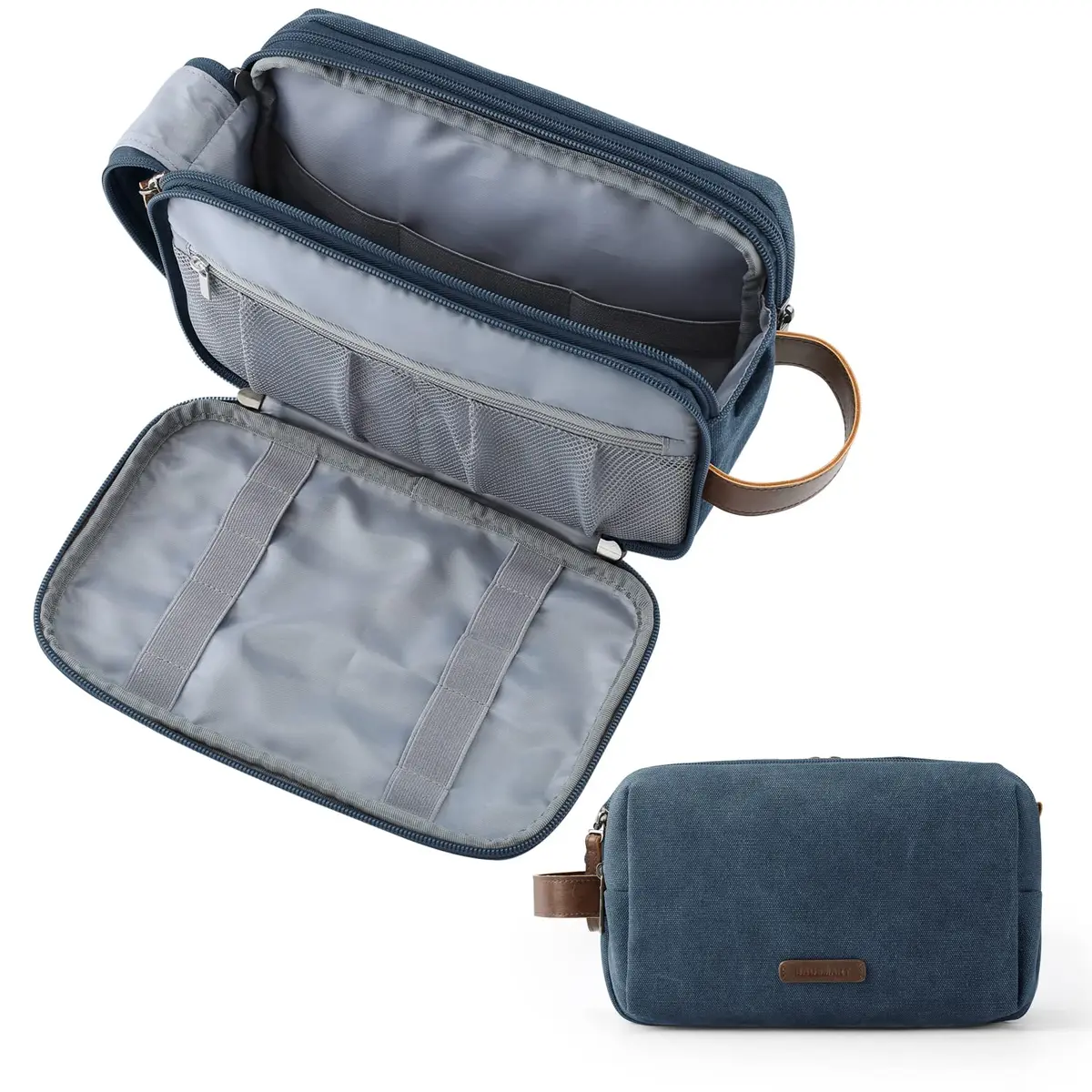 BAGSMART Toiletry Bag for Men, Canvas Travel Organizer, Water-resistant, Navy Blue, Large | Water-resistant toiletry bag for travel - main product image