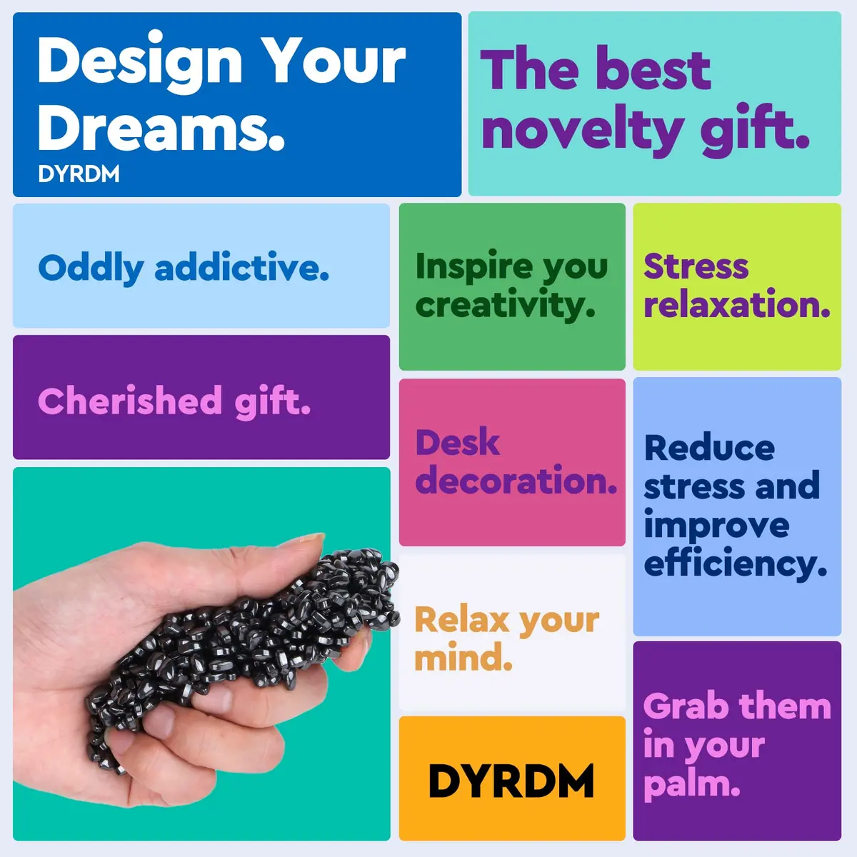 DYRDM Ferrite Putty 500+ Black | Desk Stress Relief Toy for Adults - view 8