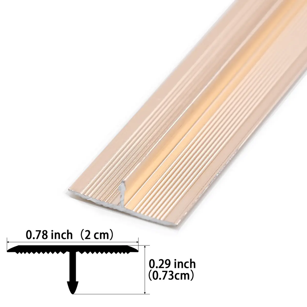Trimold Aluminum T Molding Floor Transition Strip 2.9Ft Matte Gold | Seamless Floor Gap Bridging - view 2
