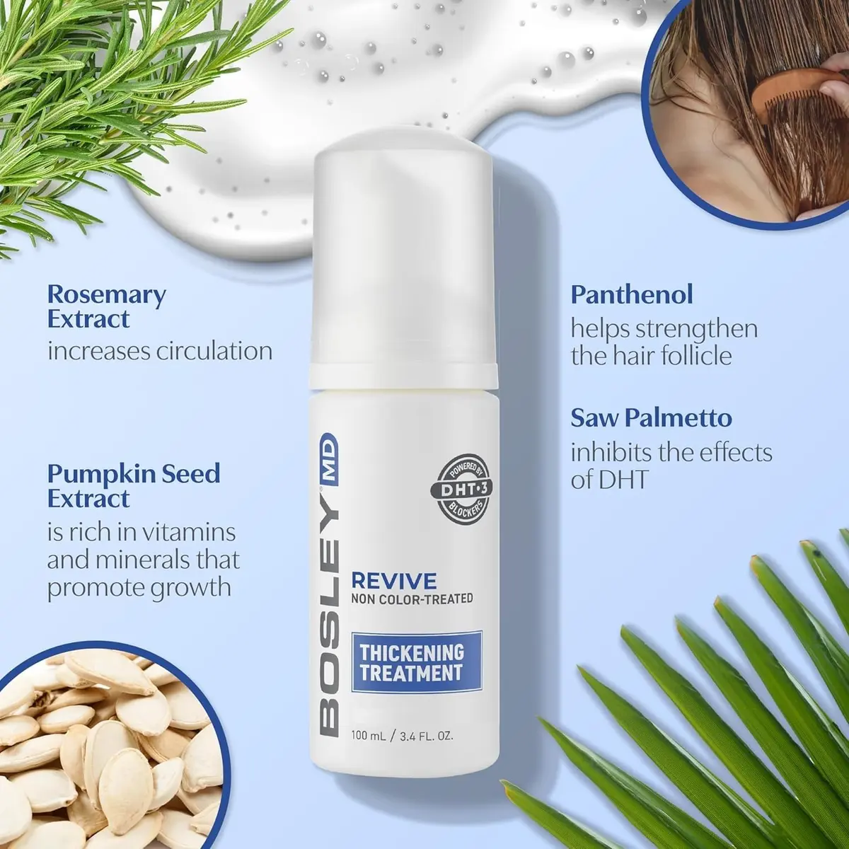 BosleyMD Revive Thickening Treatment for Thinning Hair 3.4 fl oz | DHT Blocker & Volumizer for Hair Loss - view 5