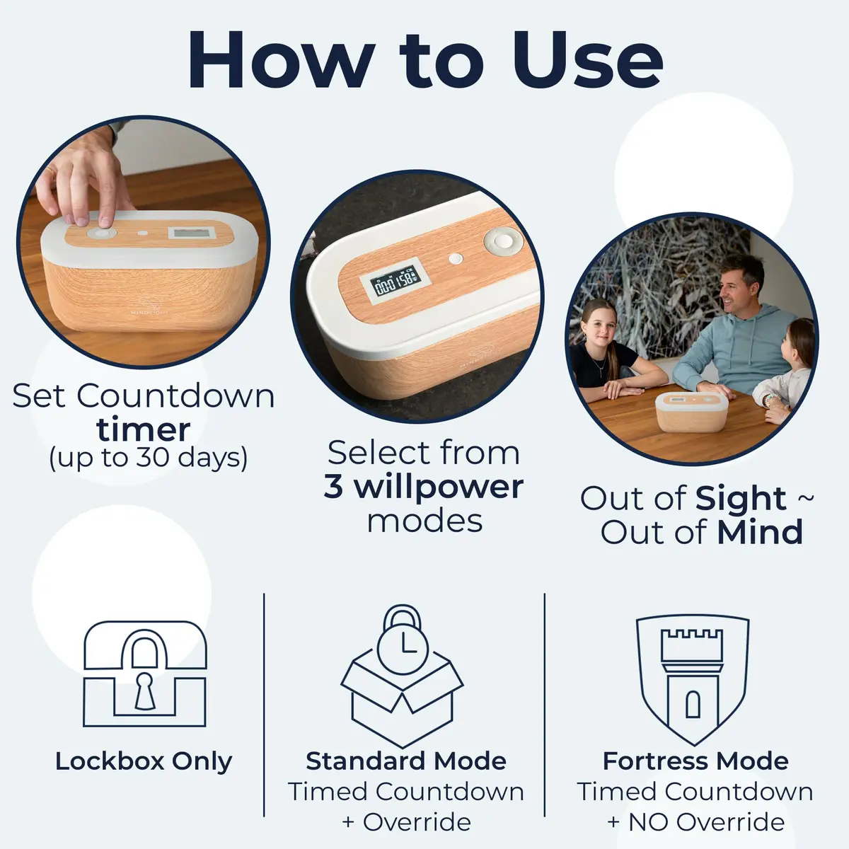 Mindsight Timed Lock Box | Unplug from Phones, Social Media & Snacks | 3 Modes | Easy to Use | Out of Sight ~ Out of Mind | Boost Your Mental Wellness - view 5