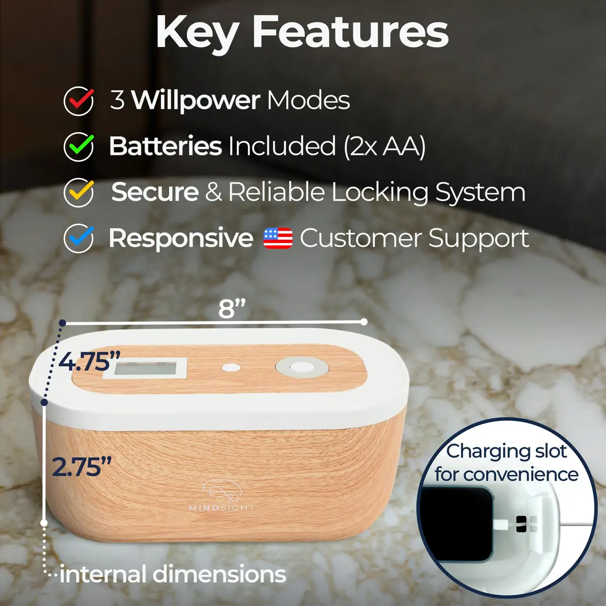 Mindsight Timed Lock Box | Unplug from Phones, Social Media & Snacks | 3 Modes | Easy to Use | Out of Sight ~ Out of Mind | Boost Your Mental Wellness - view 4