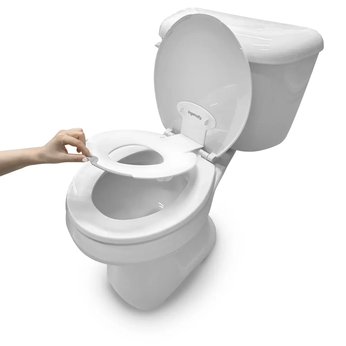 Ingenuity Flip & Sit Potty Seat White | Attaches to Adult Toilet Seat, 18 Months+ - main product image