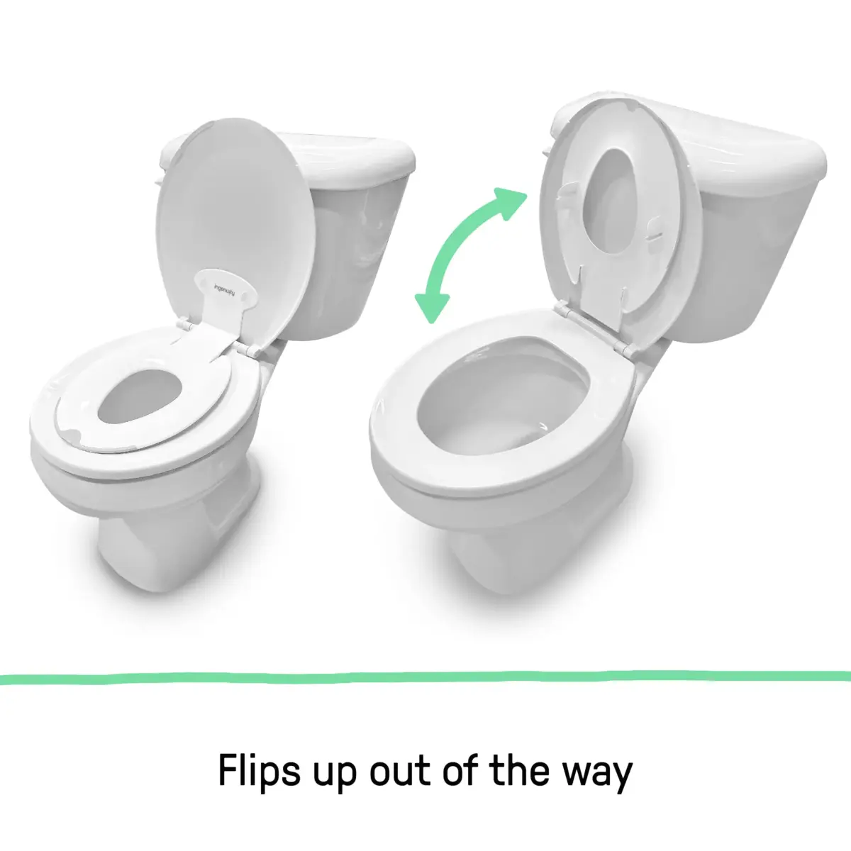 Ingenuity Flip & Sit Potty Seat White | Attaches to Adult Toilet Seat, 18 Months+ - view 3