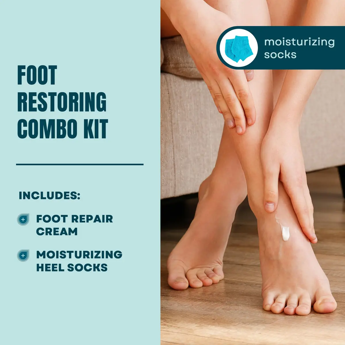 AmLactin Foot Repair Cream with Moisturizing Socks 89ml (3 oz) | Clinically Proven 15% Lactic Acid for Cracked Heels - view 2