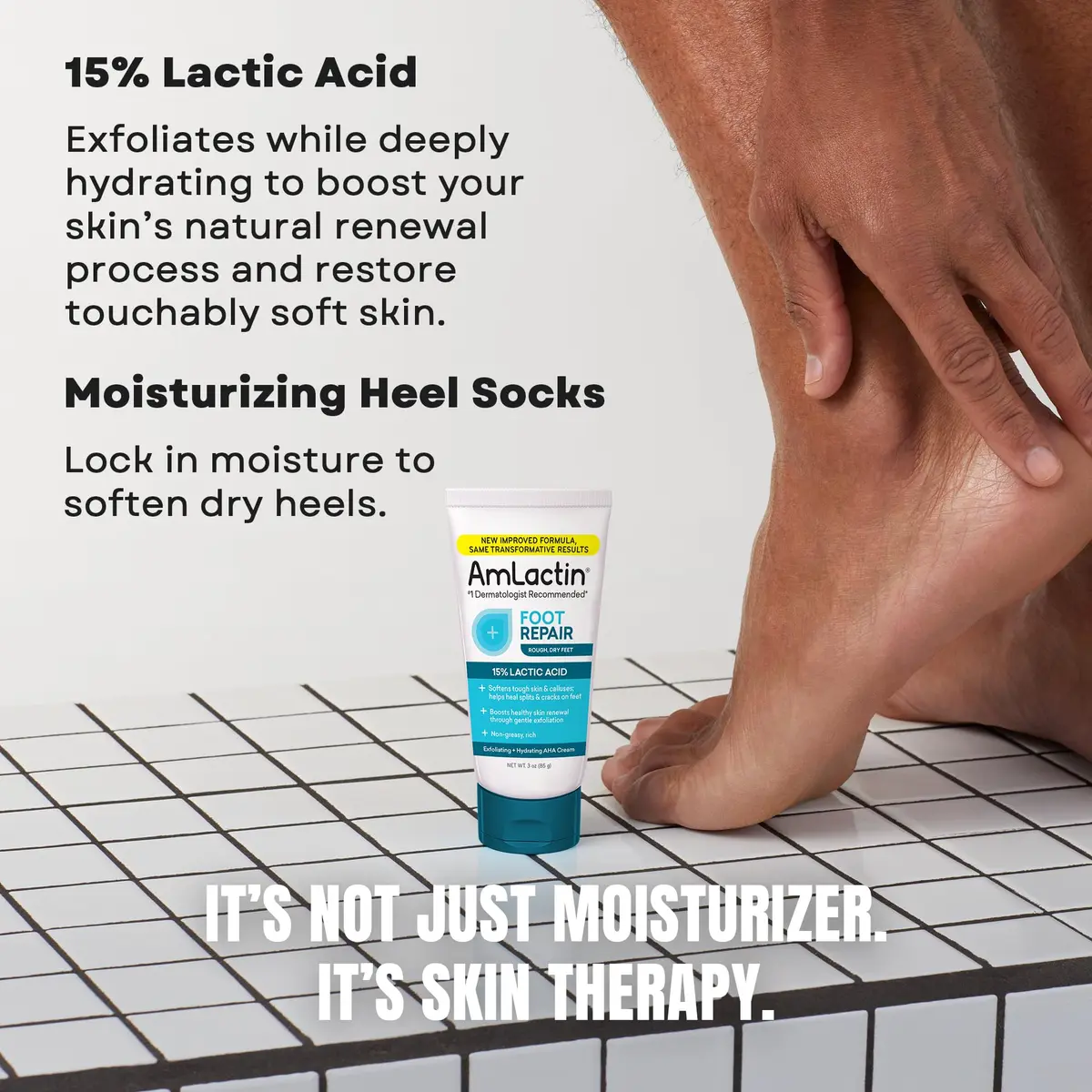 AmLactin Foot Repair Cream with Moisturizing Socks 89ml (3 oz) | Clinically Proven 15% Lactic Acid for Cracked Heels - view 3