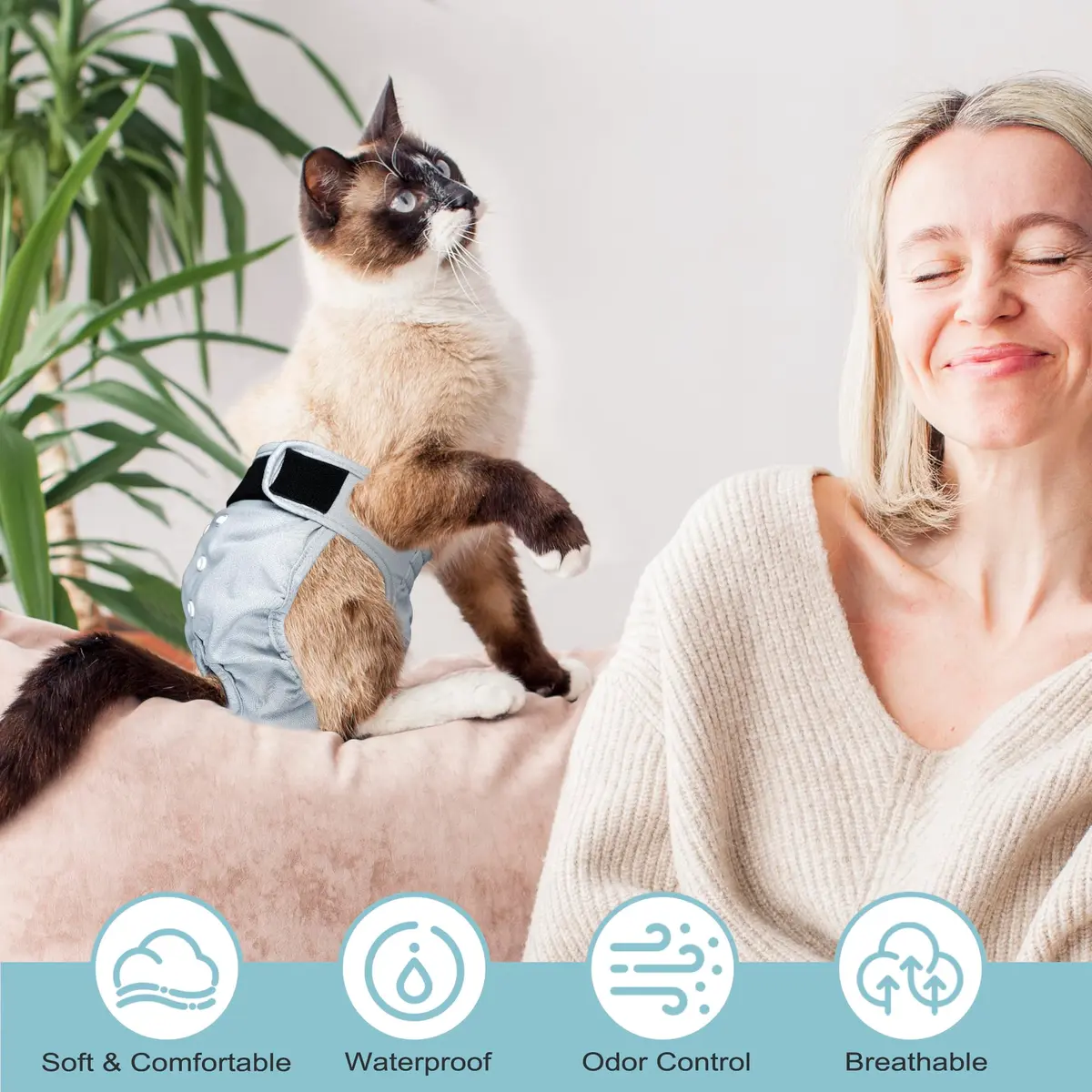 Paw Legend Reusable Cat Diapers for Female Cats & Kittens, 3-Pack X-Small | Adjustable, Waterproof, for Incontinence & Spraying - view 7