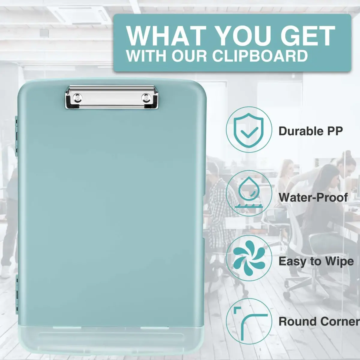 Sooez High Capacity Storage Clipboard 8.5x11 with Pen Holder | Durable Polypropylene for Students & Professionals - view 4