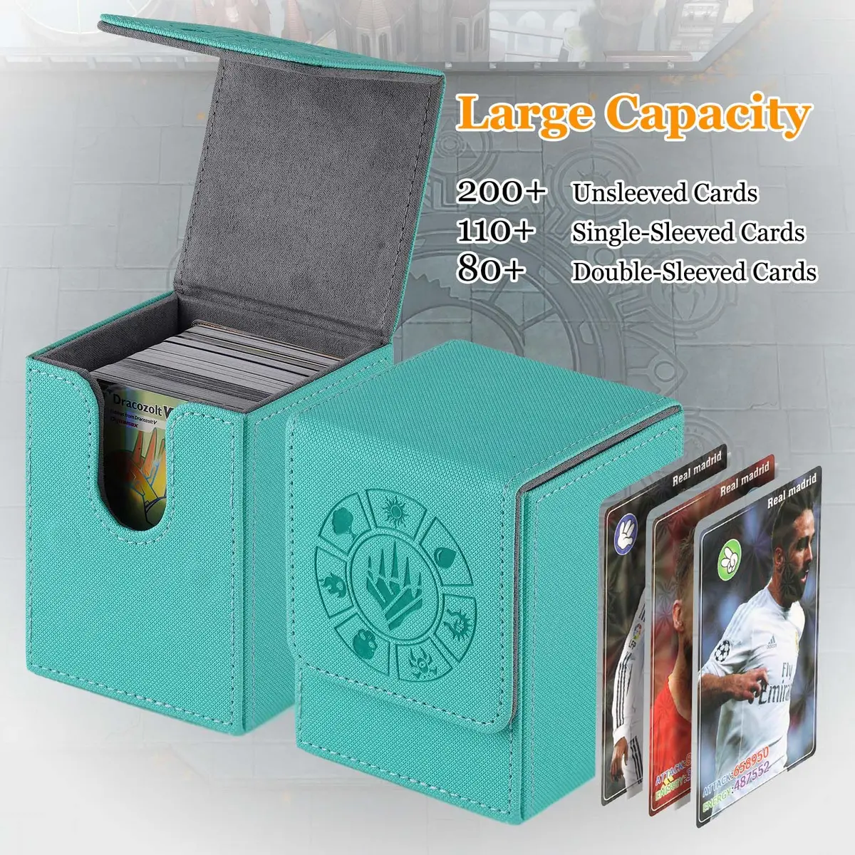 Arkeiliy MTG Deck Box 110+ Storage Sleeved Cards | Stylish, Durable & Large Capacity - view 2