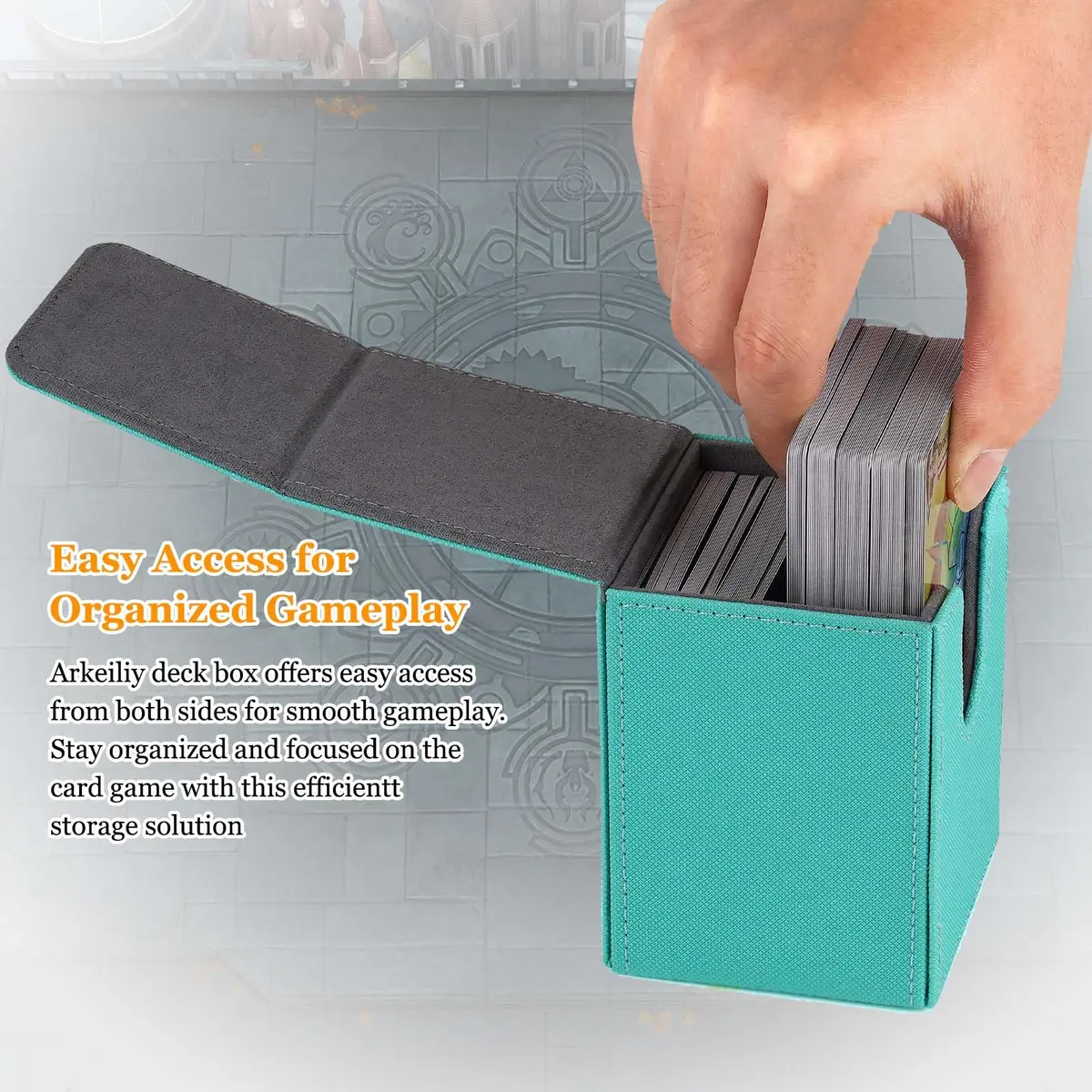 Arkeiliy MTG Deck Box 110+ Storage Sleeved Cards | Stylish, Durable & Large Capacity - view 4