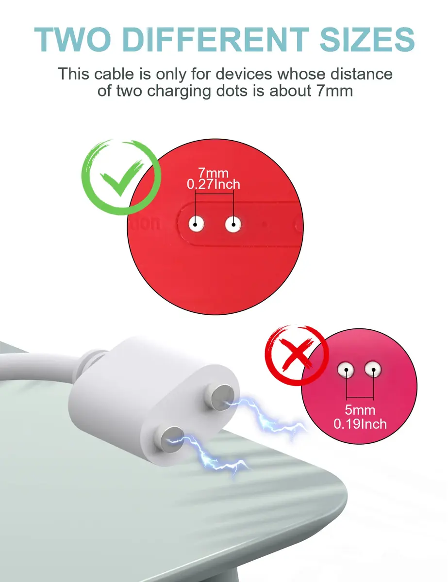 Bicmice 2.6Ft Magnetic USB DC Charger Cable Replacement Charging Cord - (7mm/0.28in) | Copper, Magnetic, Fast Charging - view 3