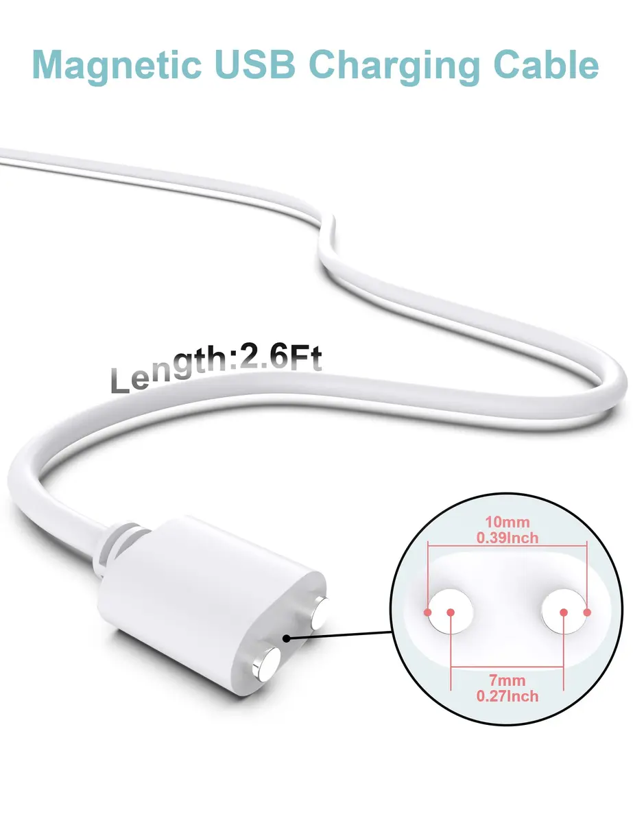 Bicmice 2.6Ft Magnetic USB DC Charger Cable Replacement Charging Cord - (7mm/0.28in) | Copper, Magnetic, Fast Charging - view 4