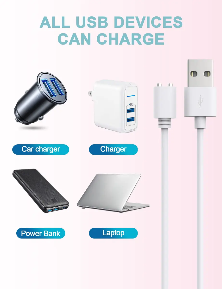 Bicmice 2.6Ft Magnetic USB DC Charger Cable Replacement Charging Cord - White (5mm/0.2in) | Copper, Magnetic, Durable - view 6