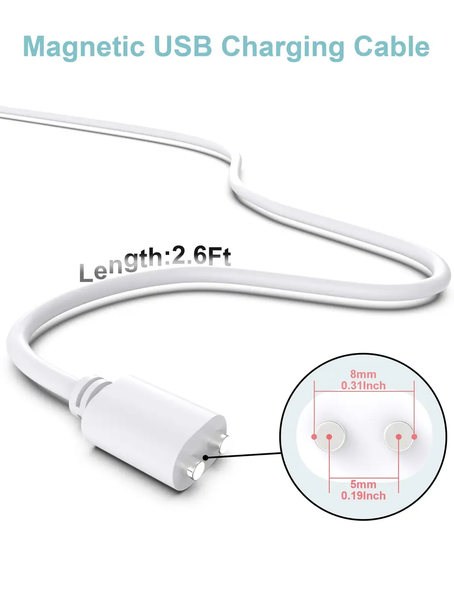 Bicmice 2.6Ft Magnetic USB DC Charger Cable Replacement Charging Cord - White (5mm/0.2in) | Copper, Magnetic, Durable - view 4