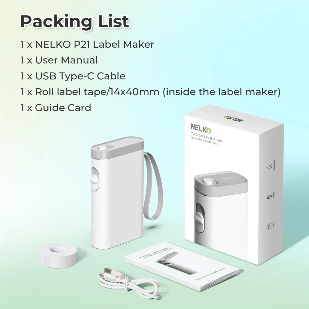 Nelko P21 Bluetooth Label Maker Machine with Tape, White | 203 DPI High-Resolution Printing - view 7