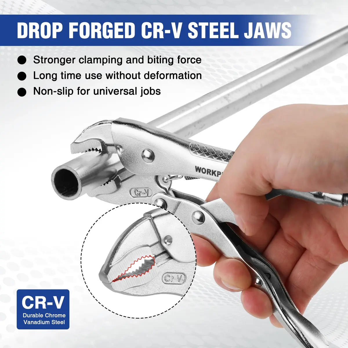 WORKPRO 7-inch Curved Jaw Locking Pliers with Wire Cutter | Heat-Treated Chrome Vanadium Steel - view 2