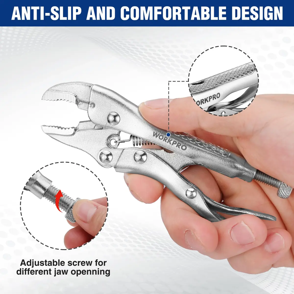WORKPRO Locking Pliers, 4-inch Mini Curved Jaw | Durable Chrome Vanadium Steel Grip - view 5