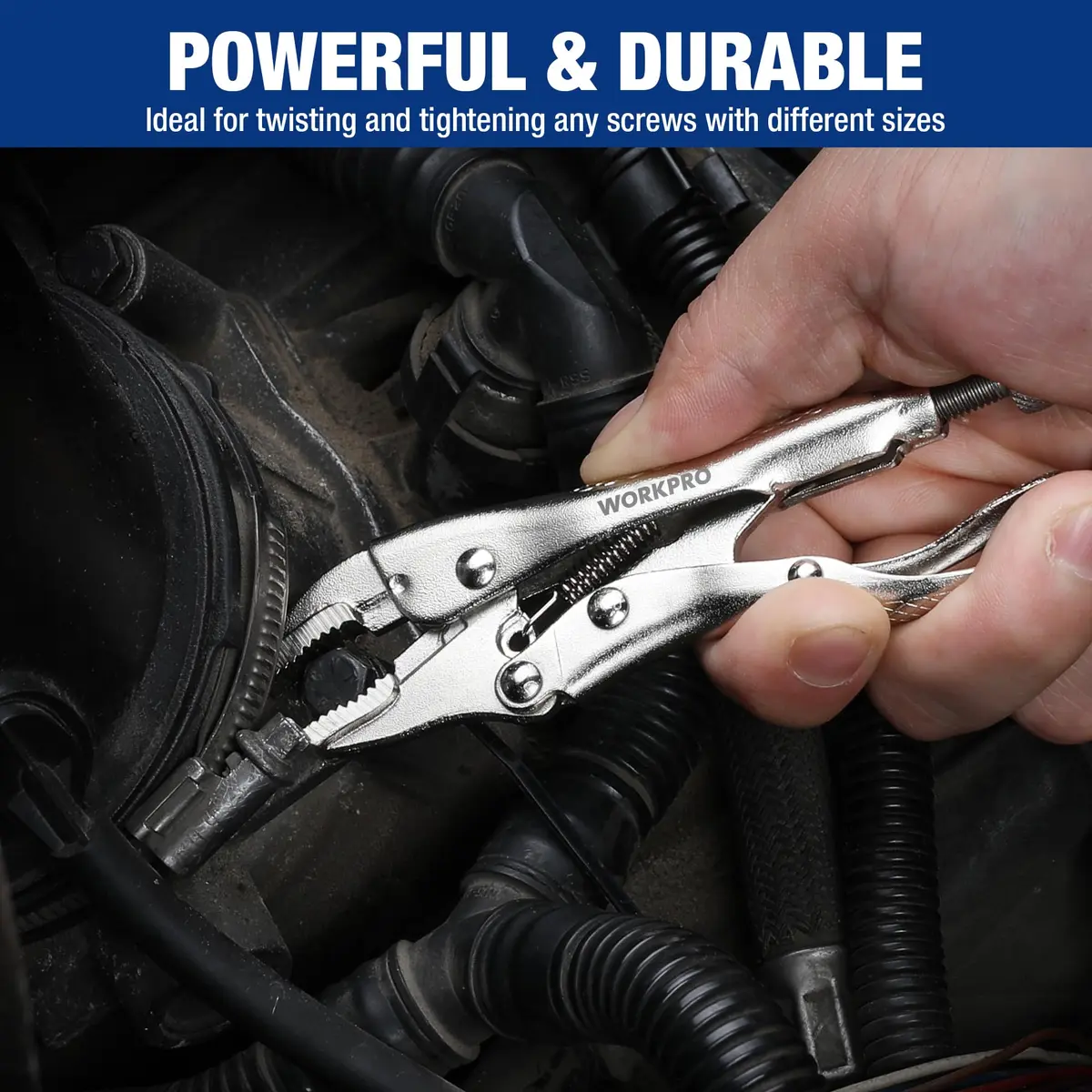 WORKPRO Locking Pliers, 4-inch Mini Curved Jaw | Durable Chrome Vanadium Steel Grip - view 6