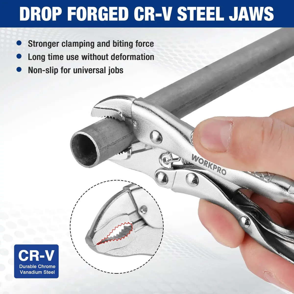 WORKPRO Locking Pliers, 4-inch Mini Curved Jaw | Durable Chrome Vanadium Steel Grip - view 2
