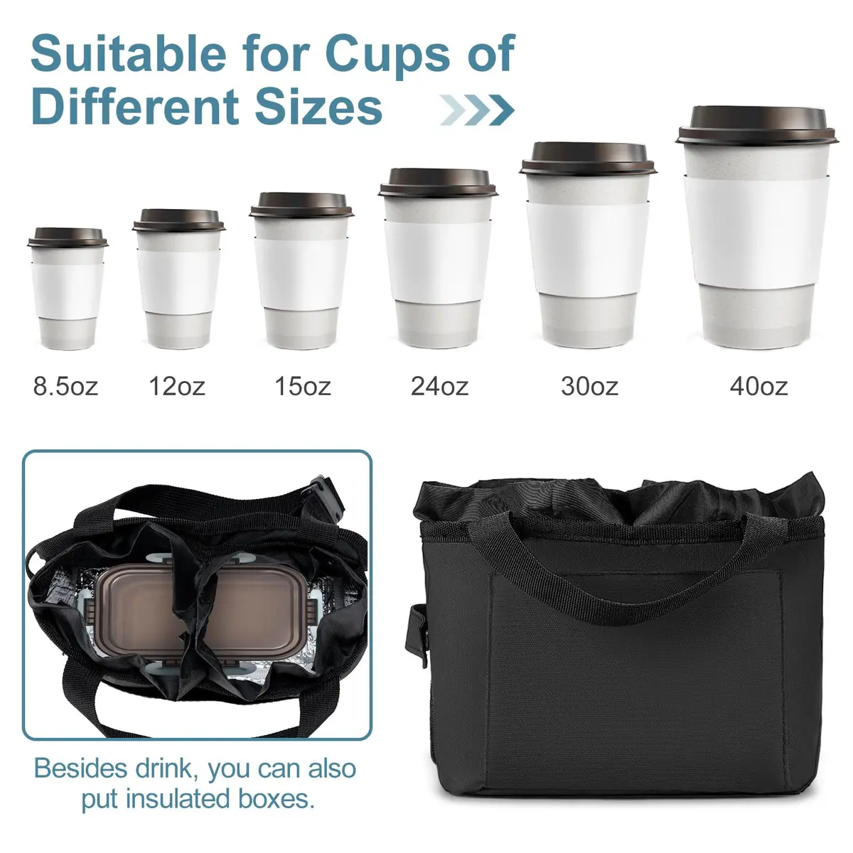 WIROTA Multifunctional Luggage Travel Cup Holder for Suitcases | Free Hand Drink Caddy Fits Suitcase Handles, Automotive & Stroller Use (Black) | 1 Count - view 5