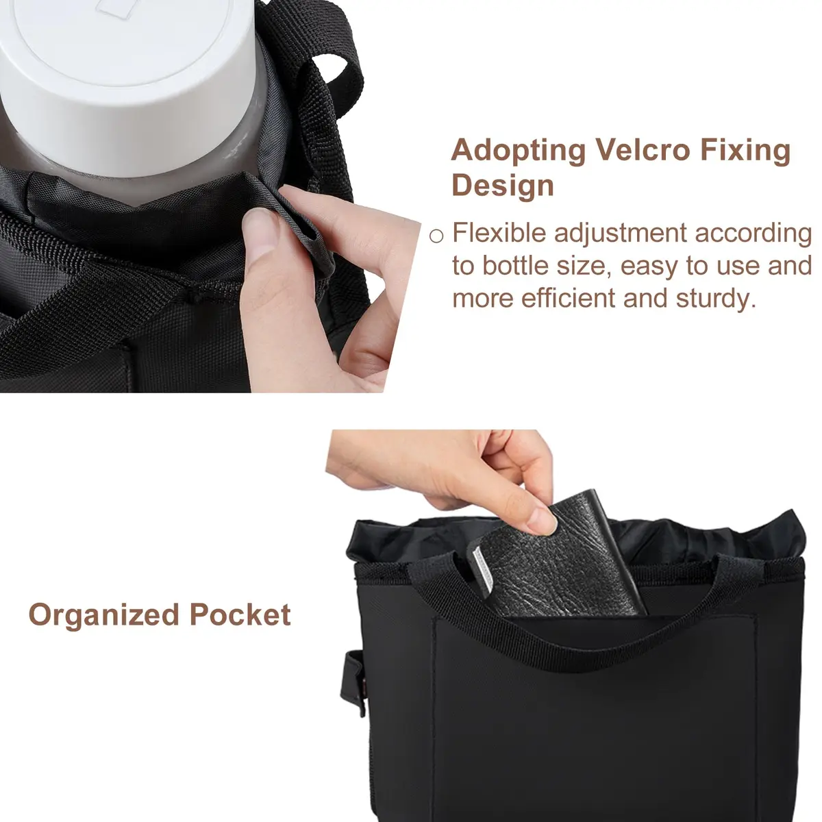 WIROTA Multifunctional Luggage Travel Cup Holder for Suitcases | Free Hand Drink Caddy Fits Suitcase Handles, Automotive & Stroller Use (Black) | 1 Count - view 2