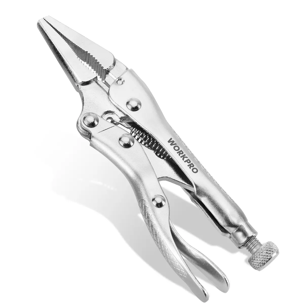 WORKPRO 4-1/2 inch Mini Long Nose Locking Pliers | Heat-Treated Chrome Vanadium Steel - main product image