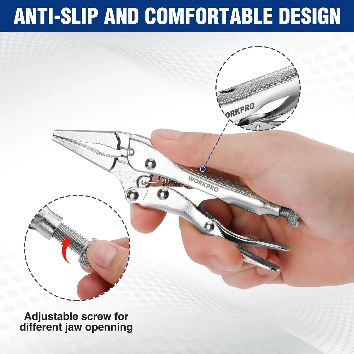 WORKPRO 4-1/2 inch Mini Long Nose Locking Pliers | Heat-Treated Chrome Vanadium Steel - view 5