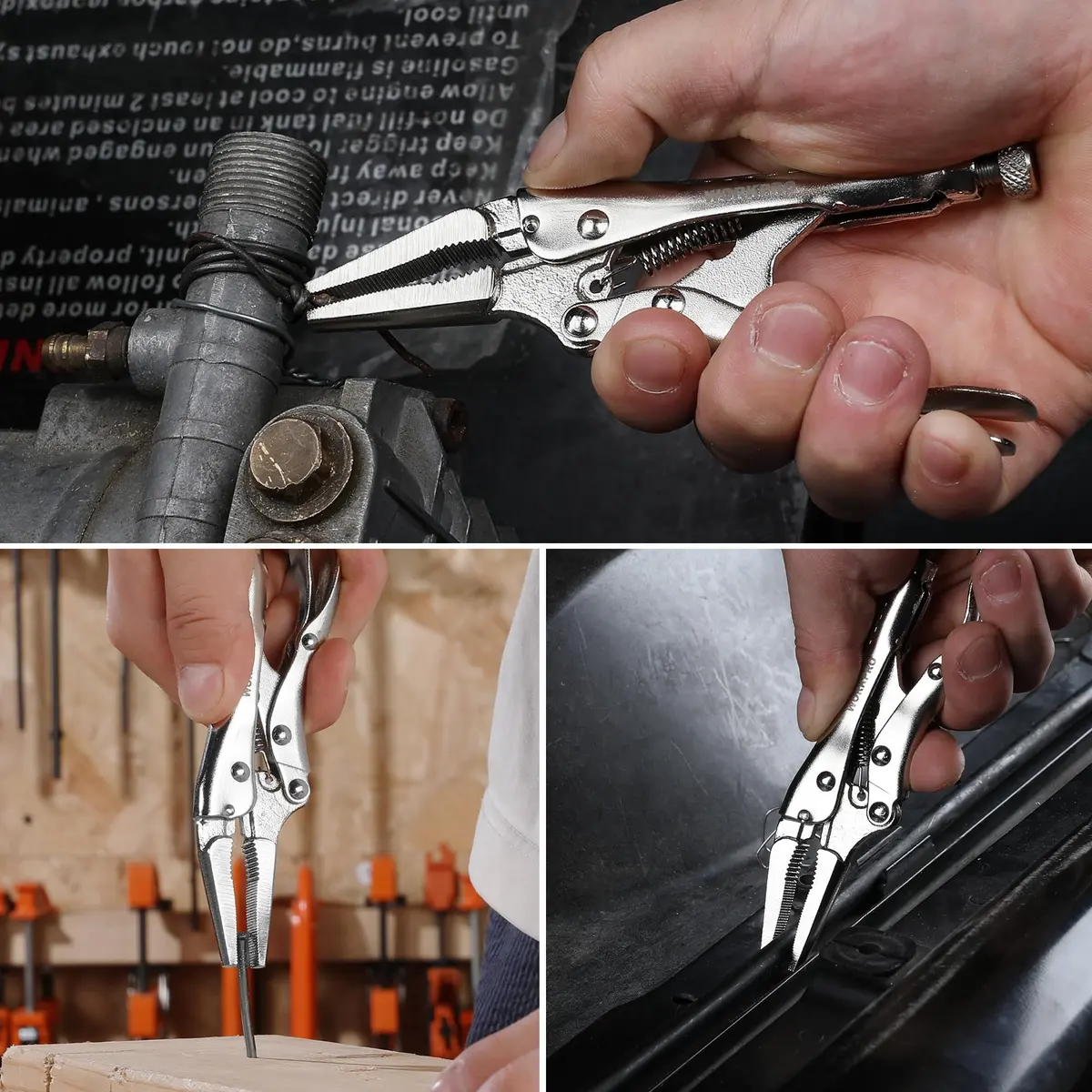 WORKPRO 4-1/2 inch Mini Long Nose Locking Pliers | Heat-Treated Chrome Vanadium Steel - view 7