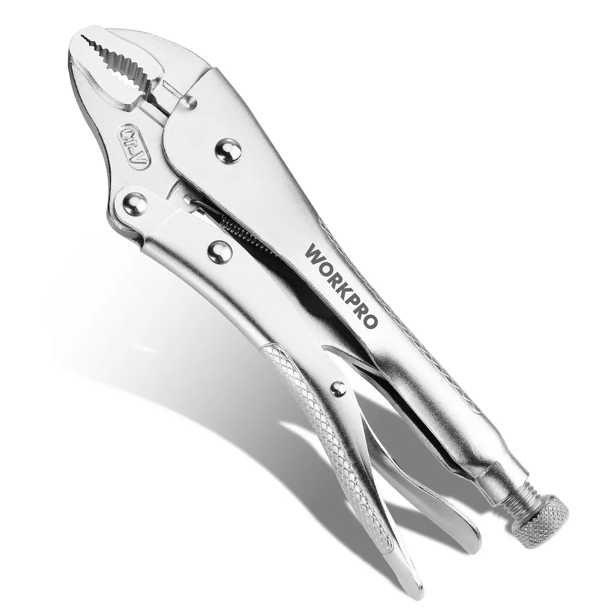 WORKPRO 10-inch Curved Jaw Locking Pliers with Wire Cutter | Heat-Treated Chrome Vanadium Steel - main product image