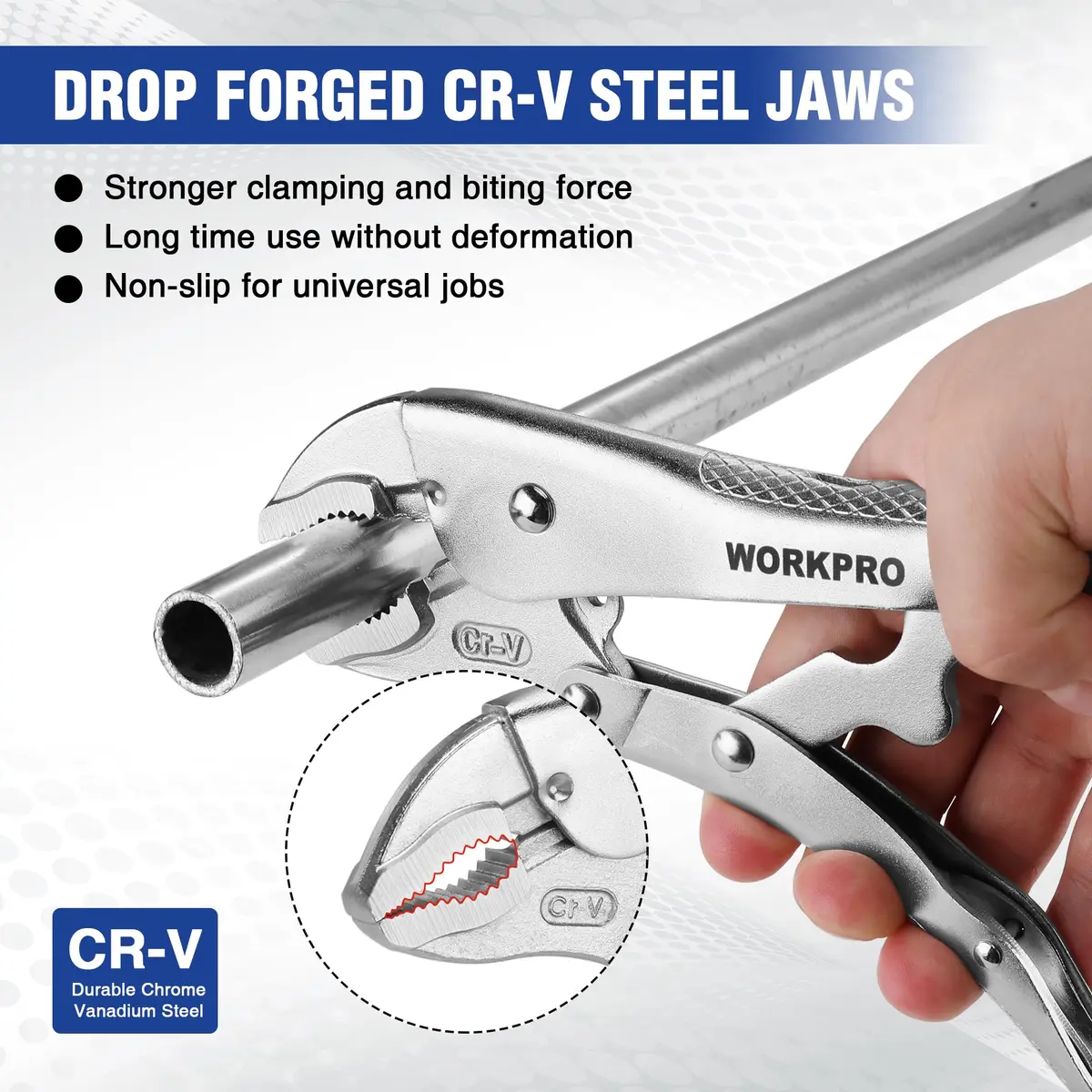 WORKPRO 10-inch Curved Jaw Locking Pliers with Wire Cutter | Heat-Treated Chrome Vanadium Steel - view 2