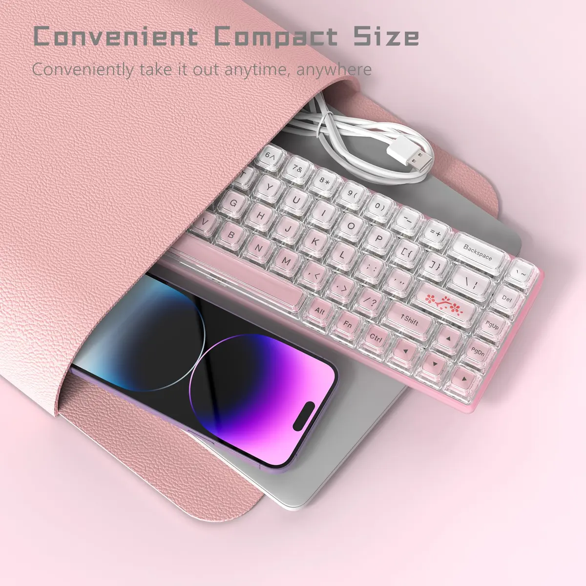 Womier 60% Keyboard Gaming Pink - Wired Pink Creamy Mechanical Keyboard | RGB Backlit, Hot-Swappable, 68 Keys - view 6