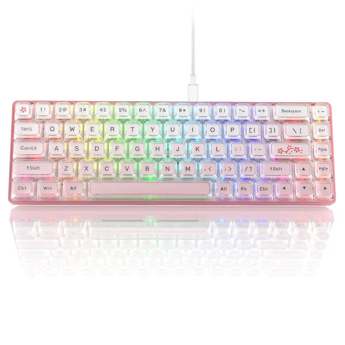 Womier 60% Keyboard Gaming Pink - Wired Pink Creamy Mechanical Keyboard | RGB Backlit, Hot-Swappable, 68 Keys - main product image