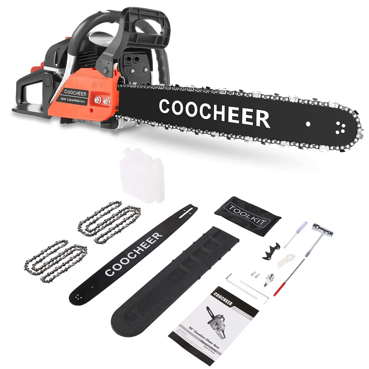 COOCHEER Gas Chainsaw 62CC 20 inch | 3.5HP Gas Powered Chainsaw for Garden & Farm - main product image